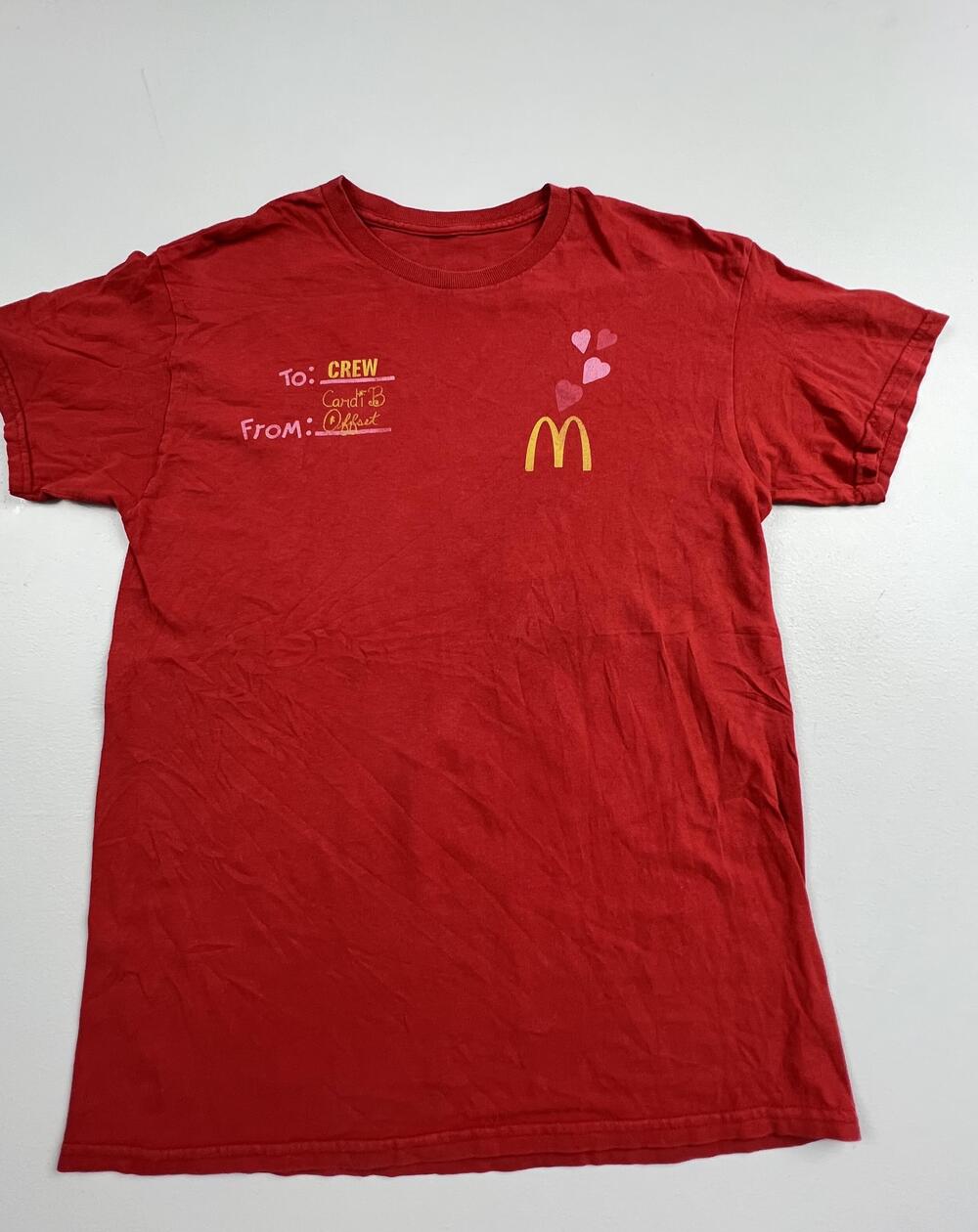 McDonald's Shirt Red Cardi B Offset Crew Valentines Graphic Tee Read